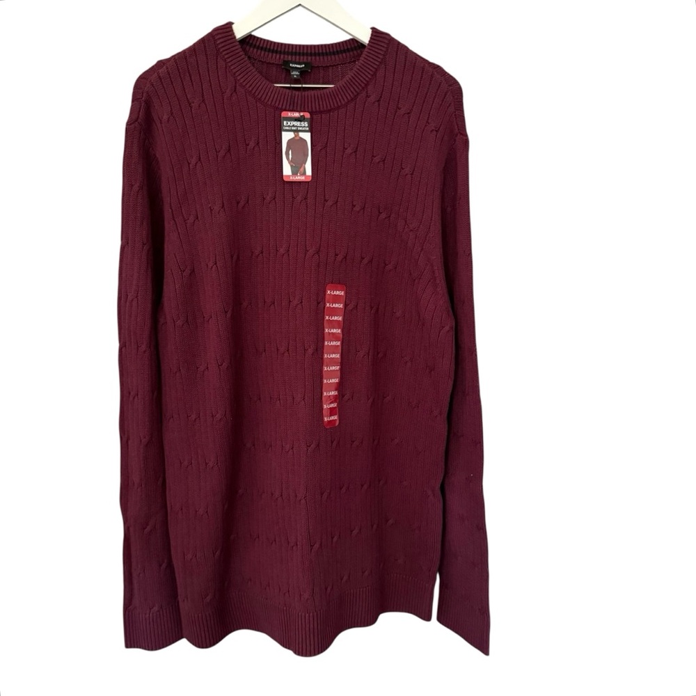 NWT EXPRESS Cable Knit Sweater Men’s Size XL Winetasting